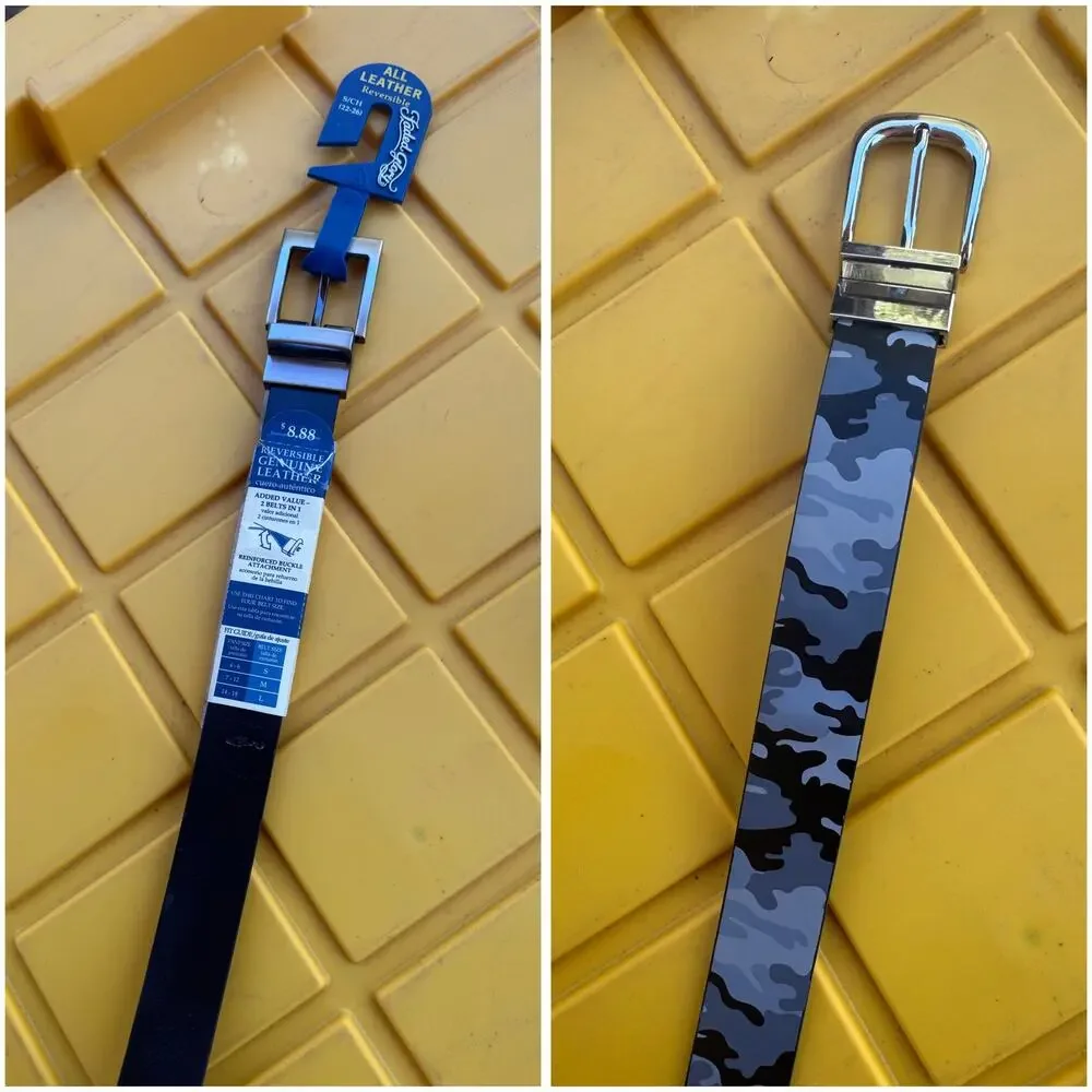 NWOT Lot of 2. Wrangler & Faded Glory Boys Reversible Belt Leather